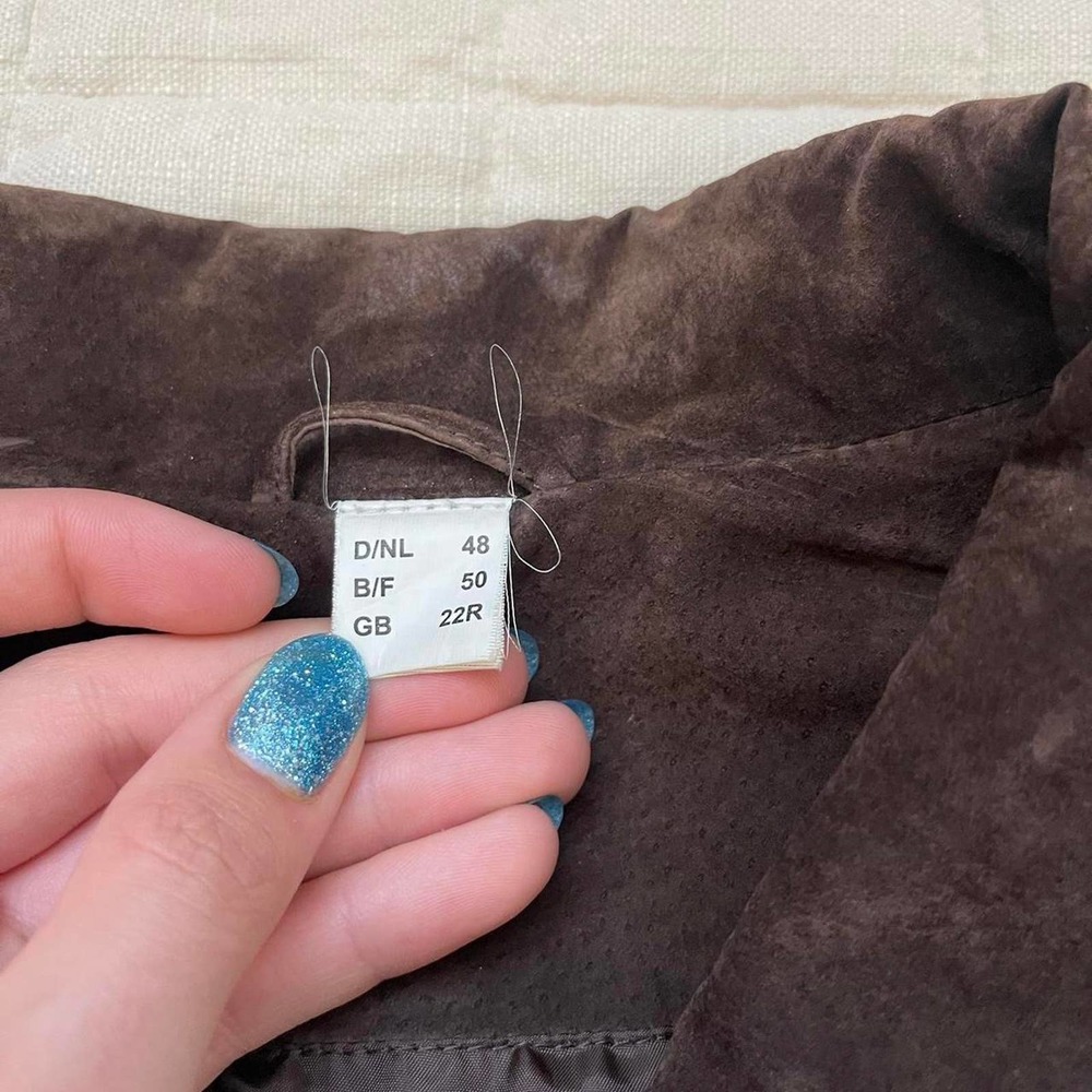 Vintage brown suede leather striped jacket - Picture 4 of 5